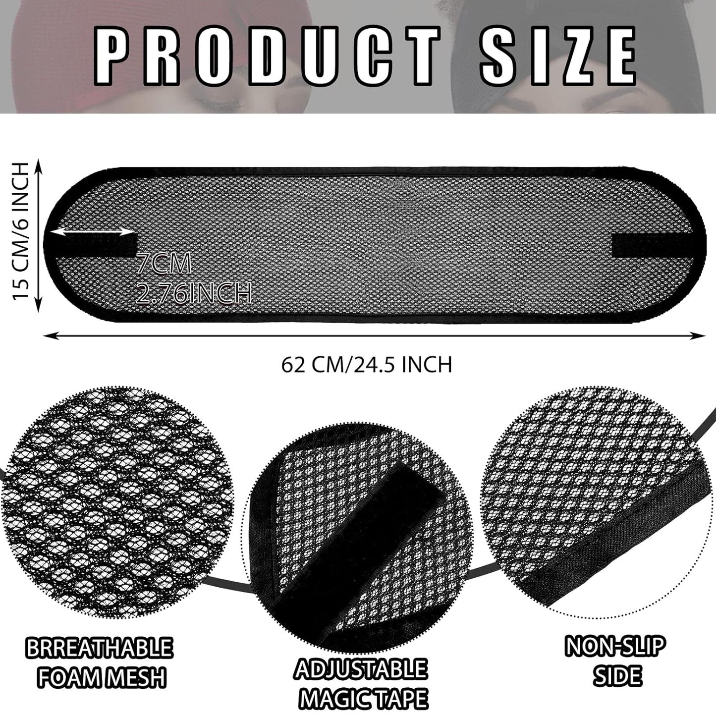 4 Pieces Mesh Hair Wraps for Black Women Sleeping Hair Wrap Scarf Cap Spa Headbands Hair Wraps Hair Nets for Women Black Natural Hair Wash Face Sleep (Black, Blue)
