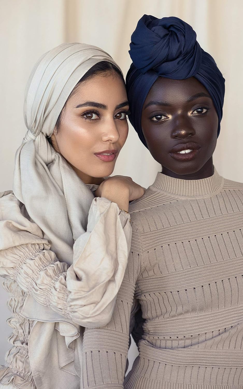 Harewom Black Hair Wrap for Women Long Stretch Jersey Head Scarf Summer Breathable Lightweight Turban Solid Color