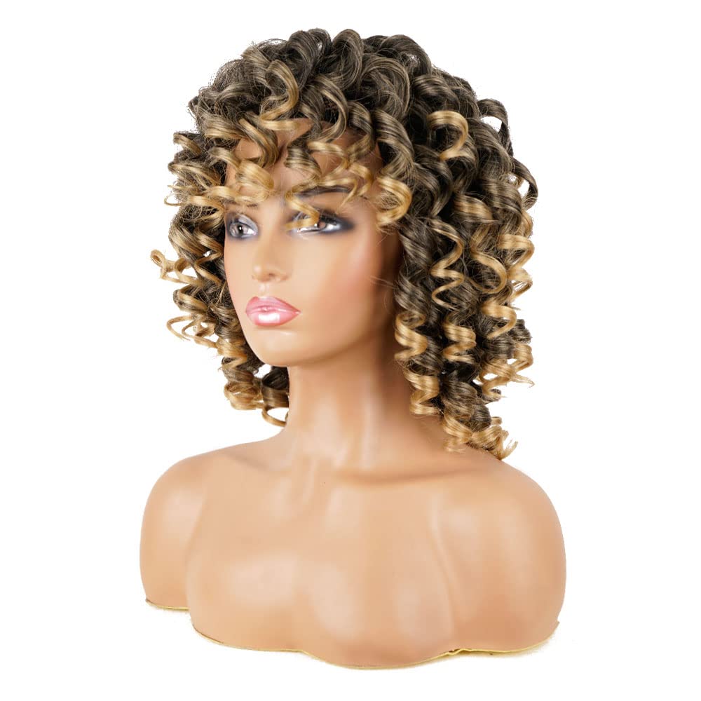 AIDUSA Short Loose Curly Wigs for Black Women Afro Wig for Black Women Curly Wig for Women Synthetic Wigs for Women Fluffy Natural Soft Hair (#1B Natural Black)