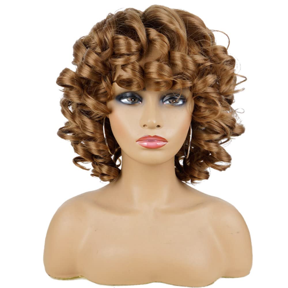 AIDUSA Short Loose Curly Wigs for Black Women Afro Wig for Black Women Curly Wig for Women Synthetic Wigs for Women Fluffy Natural Soft Hair (#1B Natural Black)