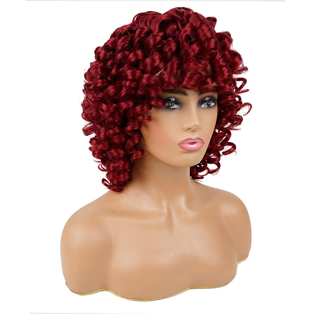 AIDUSA Short Loose Curly Wigs for Black Women Afro Wig for Black Women Curly Wig for Women Synthetic Wigs for Women Fluffy Natural Soft Hair (#1B Natural Black)