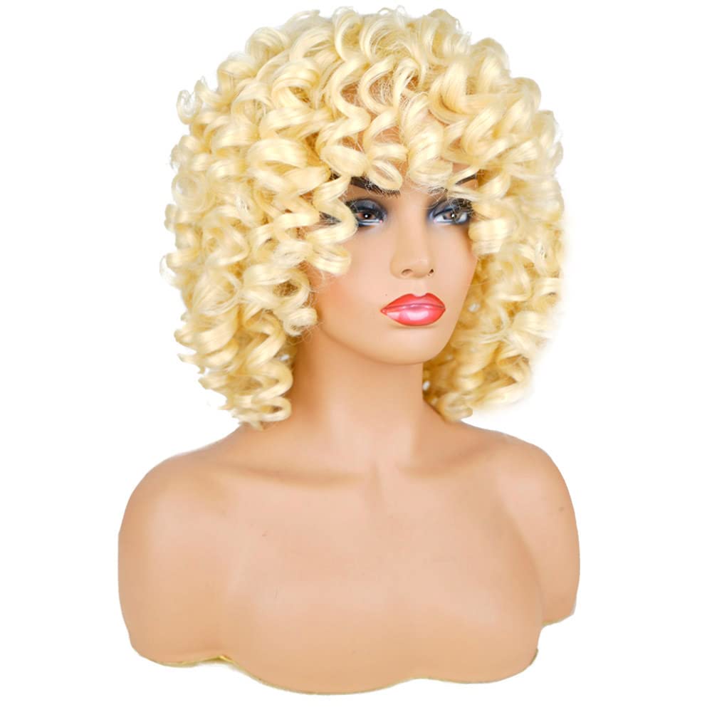 AIDUSA Short Loose Curly Wigs for Black Women Afro Wig for Black Women Curly Wig for Women Synthetic Wigs for Women Fluffy Natural Soft Hair (#1B Natural Black)