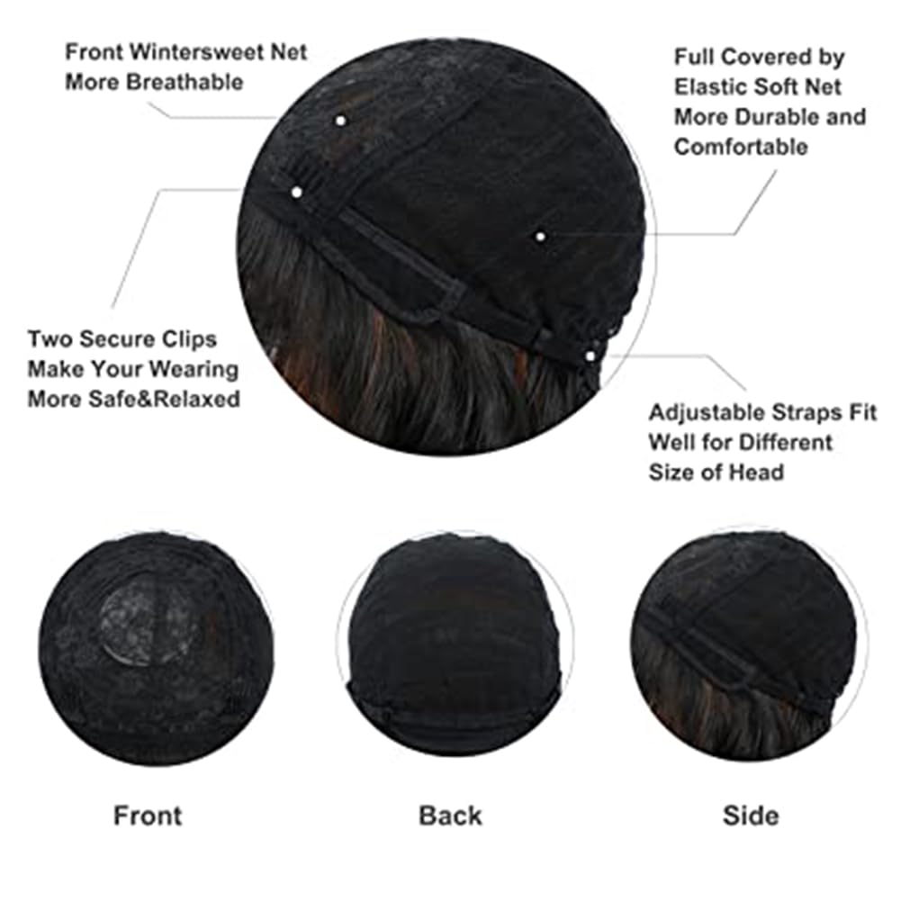 Curly Wigs for Black Women Soft Honey Blonde Short Curly Wig with Bangs Afro Loose Curls Wig for African American Women (1B/30)