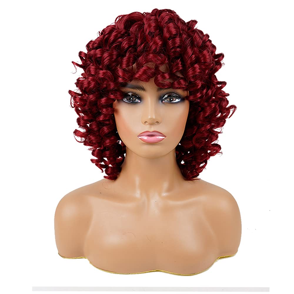 AIDUSA Short Loose Curly Wigs for Black Women Afro Wig for Black Women Curly Wig for Women Synthetic Wigs for Women Fluffy Natural Soft Hair (#1B Natural Black)