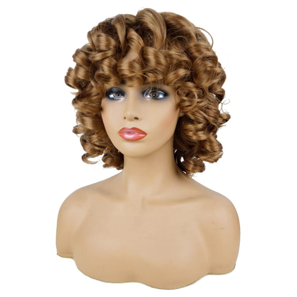 AIDUSA Short Loose Curly Wigs for Black Women Afro Wig for Black Women Curly Wig for Women Synthetic Wigs for Women Fluffy Natural Soft Hair (#1B Natural Black)