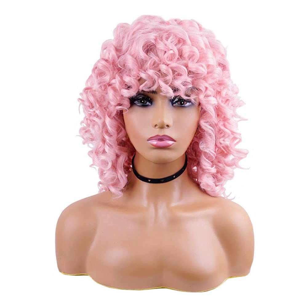 AIDUSA Short Loose Curly Wigs for Black Women Afro Wig for Black Women Curly Wig for Women Synthetic Wigs for Women Fluffy Natural Soft Hair (#1B Natural Black)