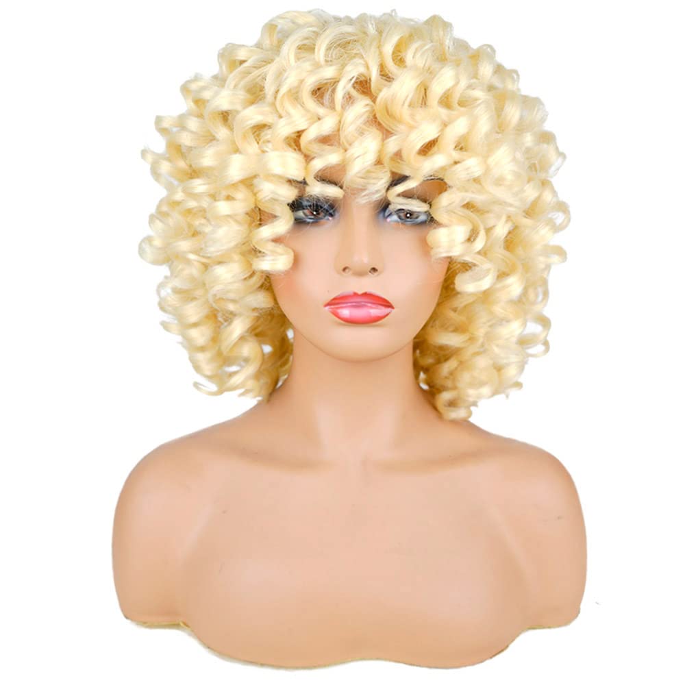 AIDUSA Short Loose Curly Wigs for Black Women Afro Wig for Black Women Curly Wig for Women Synthetic Wigs for Women Fluffy Natural Soft Hair (#1B Natural Black)