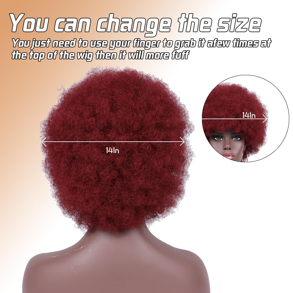 Curly Wigs for Black Women Soft Honey Blonde Short Curly Wig with Bangs Afro Loose Curls Wig for African American Women (1B/30)