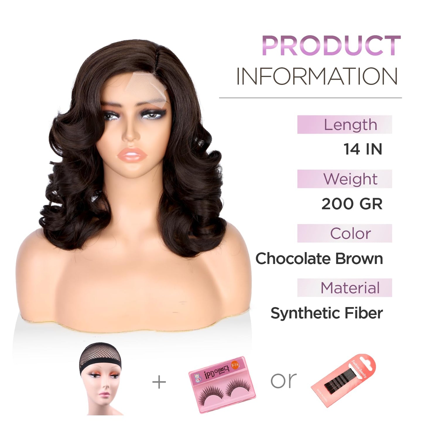 WIGER Short Wavy Wigs for Women Black Loose Wave Bob Hair Wig 14 Inch Side Part Big Curly Glueless Lace Part Hair Synthetic Curly Wig for Daily or Party
