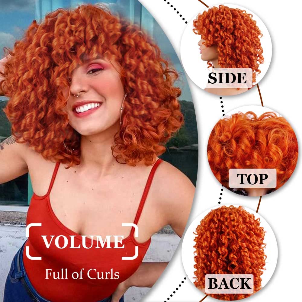 AIDUSA Short Loose Curly Wigs for Black Women Afro Wig for Black Women Curly Wig for Women Synthetic Wigs for Women Fluffy Natural Soft Hair (#1B Natural Black)