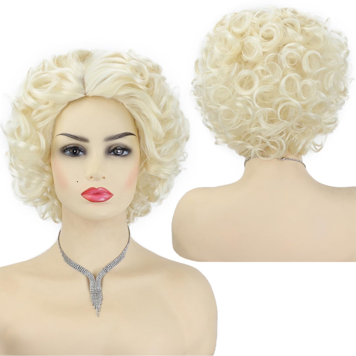 SEVENCOLORS Short Curly Wigs for Black Women Glueless Soft Short Black Hair Wigs Natural Looking Synthetic Fiber Afro Big Curly Bob Wigs