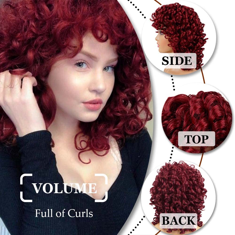 AIDUSA Short Loose Curly Wigs for Black Women Afro Wig for Black Women Curly Wig for Women Synthetic Wigs for Women Fluffy Natural Soft Hair (#1B Natural Black)