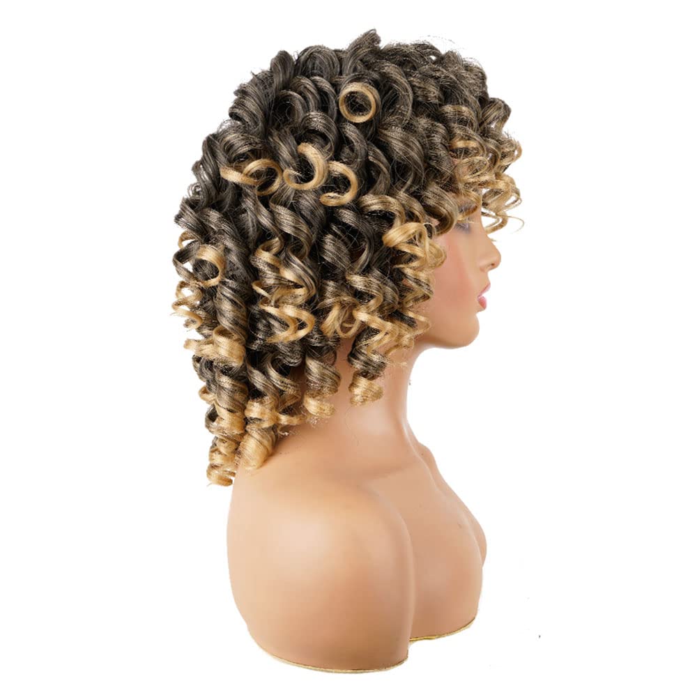 AIDUSA Short Loose Curly Wigs for Black Women Afro Wig for Black Women Curly Wig for Women Synthetic Wigs for Women Fluffy Natural Soft Hair (#1B Natural Black)