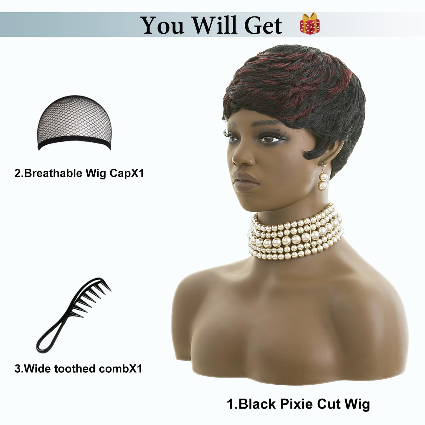 Pixie Cut Wig Short wigs. Natural Wavy Synthetic Hair Wigs Pixie Cut Wig with Bangs Short Curly Layered Pixie Wig for Women
