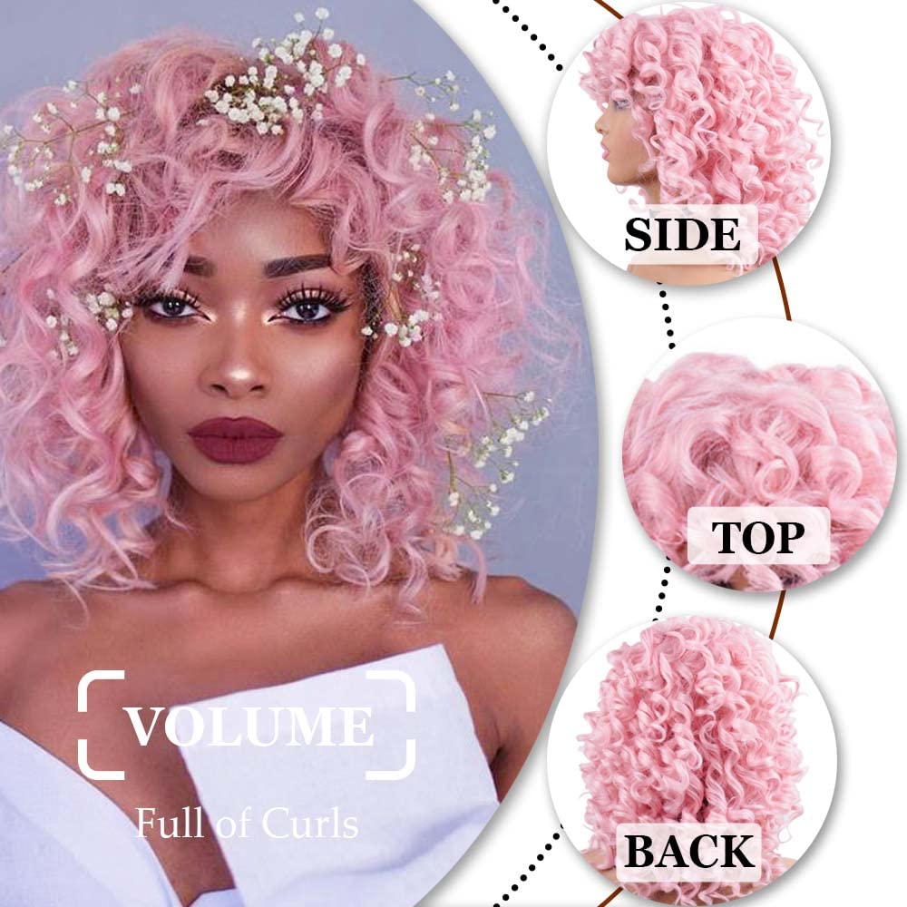AIDUSA Short Loose Curly Wigs for Black Women Afro Wig for Black Women Curly Wig for Women Synthetic Wigs for Women Fluffy Natural Soft Hair (#1B Natural Black)