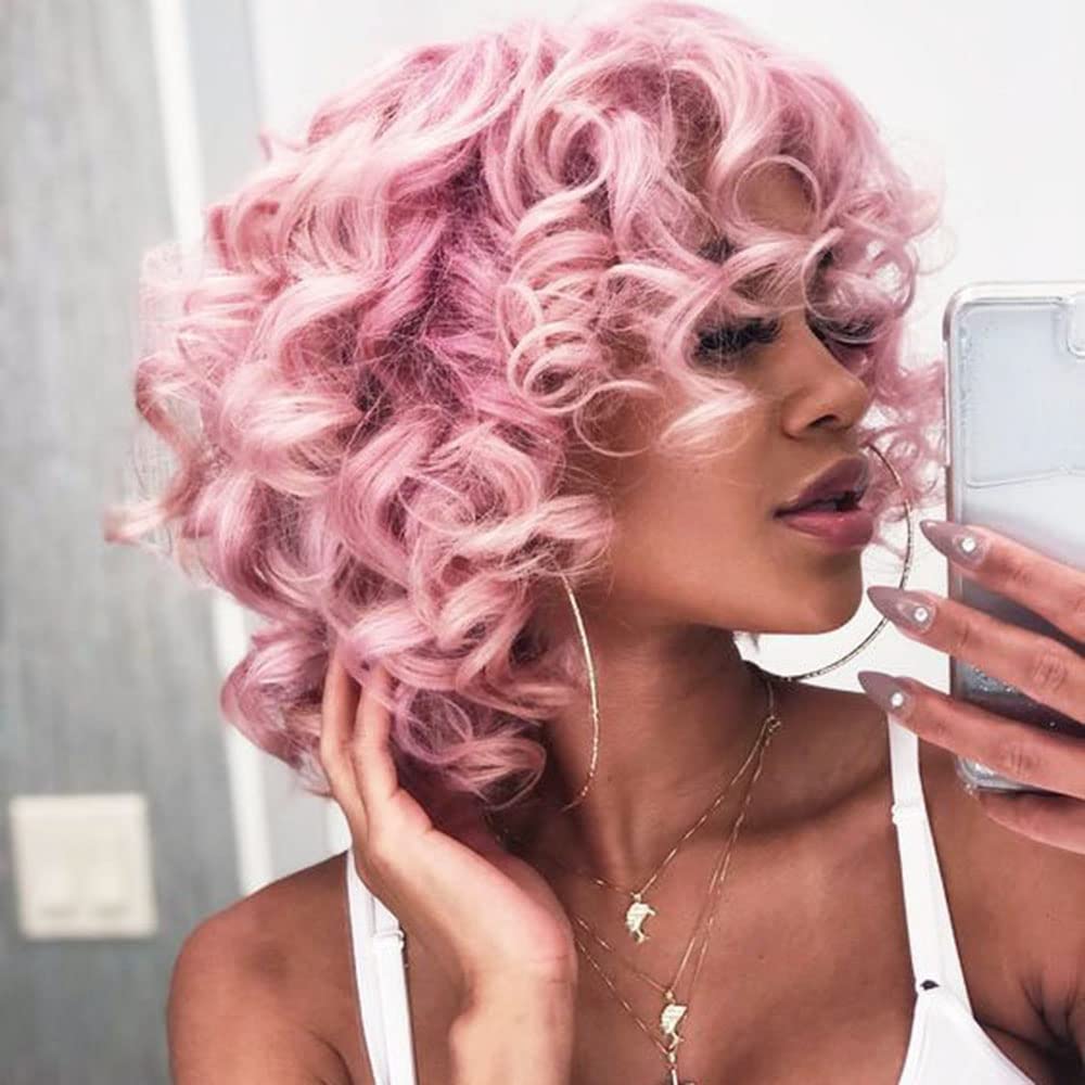 AIDUSA Short Loose Curly Wigs for Black Women Afro Wig for Black Women Curly Wig for Women Synthetic Wigs for Women Fluffy Natural Soft Hair (#1B Natural Black)