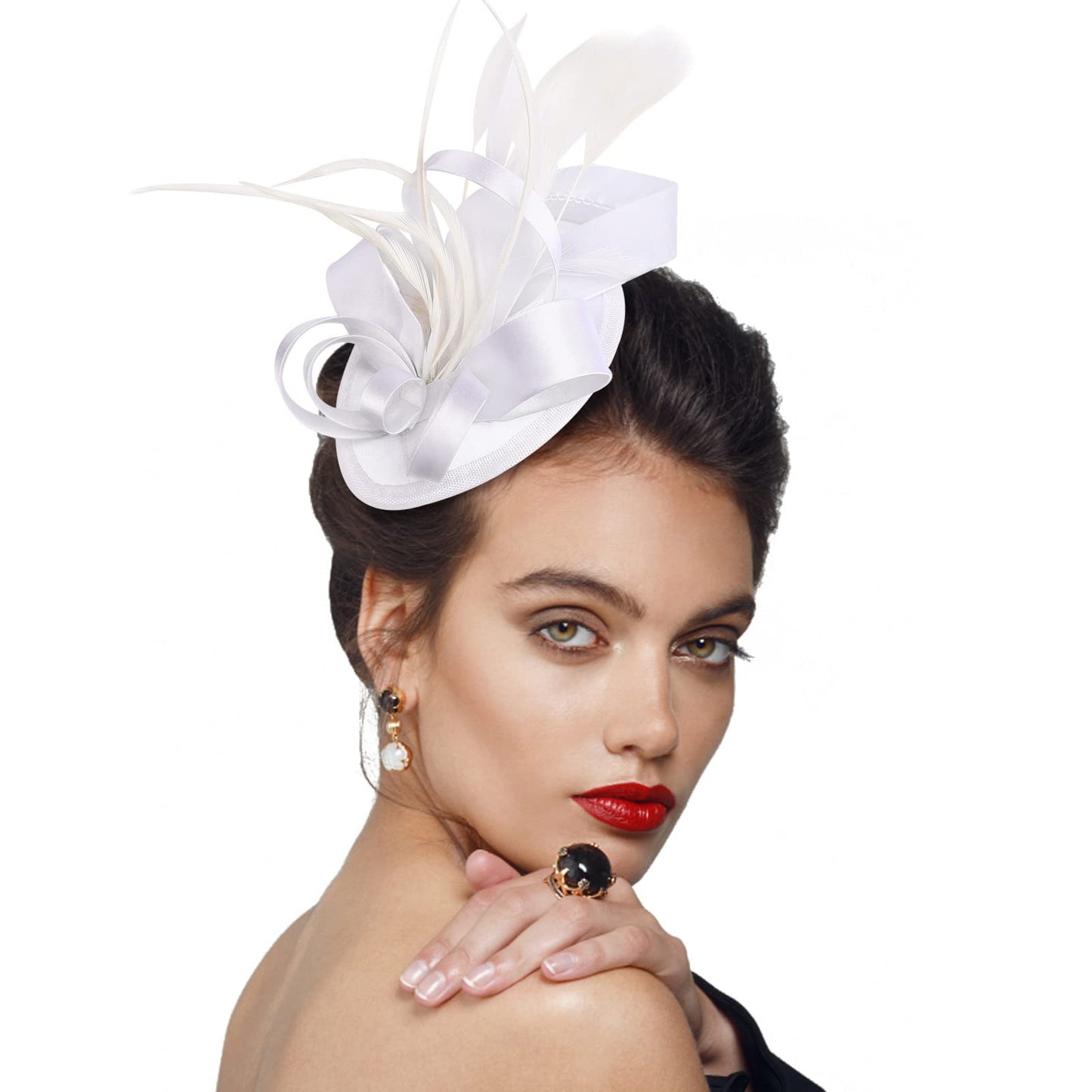DRESHOW Women Fascinator Hats Tea Party Hat Vintage Pillbox Hat Headband for Cocktail