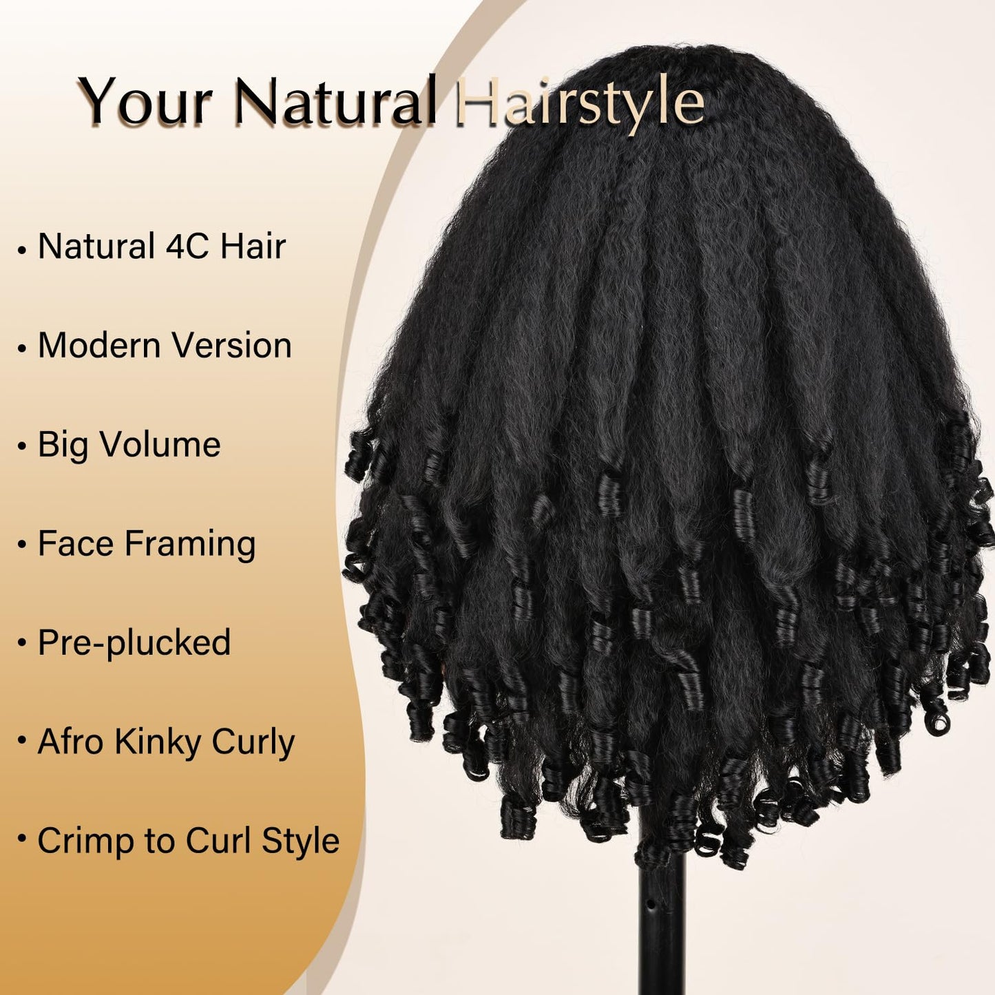 SOKU Afro Curly Lace Front Wig Synthetic Kinky Straight with Curly Ends T Part HD Transparent Swiss Lace Fluffy Bouncy Hair Wigs 20 Inch Dark Brown Heat Friendly Afro Wigs for Black Women