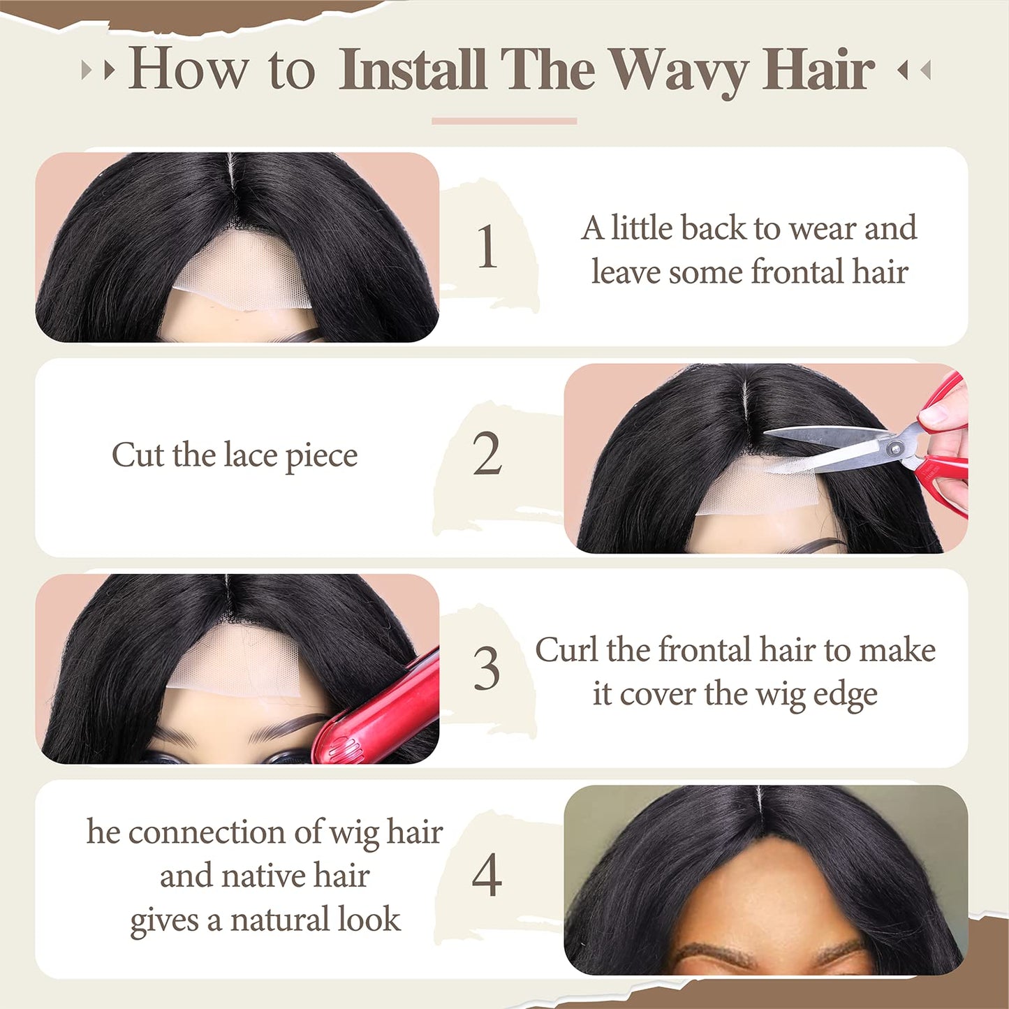 WIGER Short Wavy Wigs for Women Black Loose Wave Bob Hair Wig 14 Inch Side Part Big Curly Glueless Lace Part Hair Synthetic Curly Wig for Daily or Party