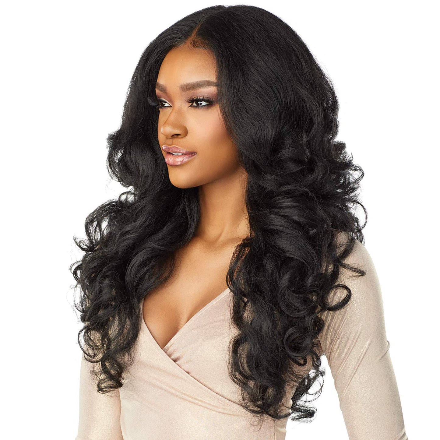 Sensationnel What Lace 13X6 Wigs - Latisha Lacefrontal Hand Tied Glueless Synthetic With Natural Density Preplucked Hairline (Off Black 1B)