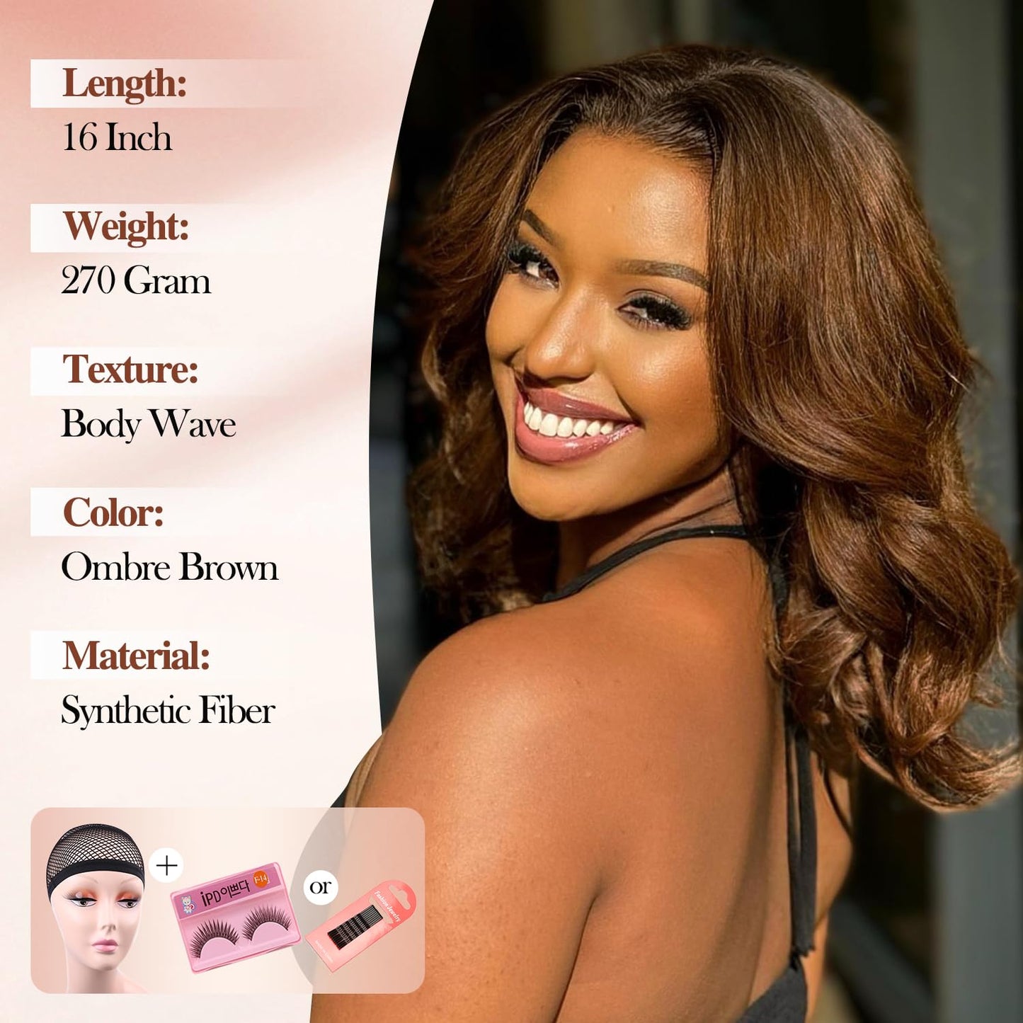 WIGER Short Wavy Wigs for Women Black Loose Wave Bob Hair Wig 14 Inch Side Part Big Curly Glueless Lace Part Hair Synthetic Curly Wig for Daily or Party
