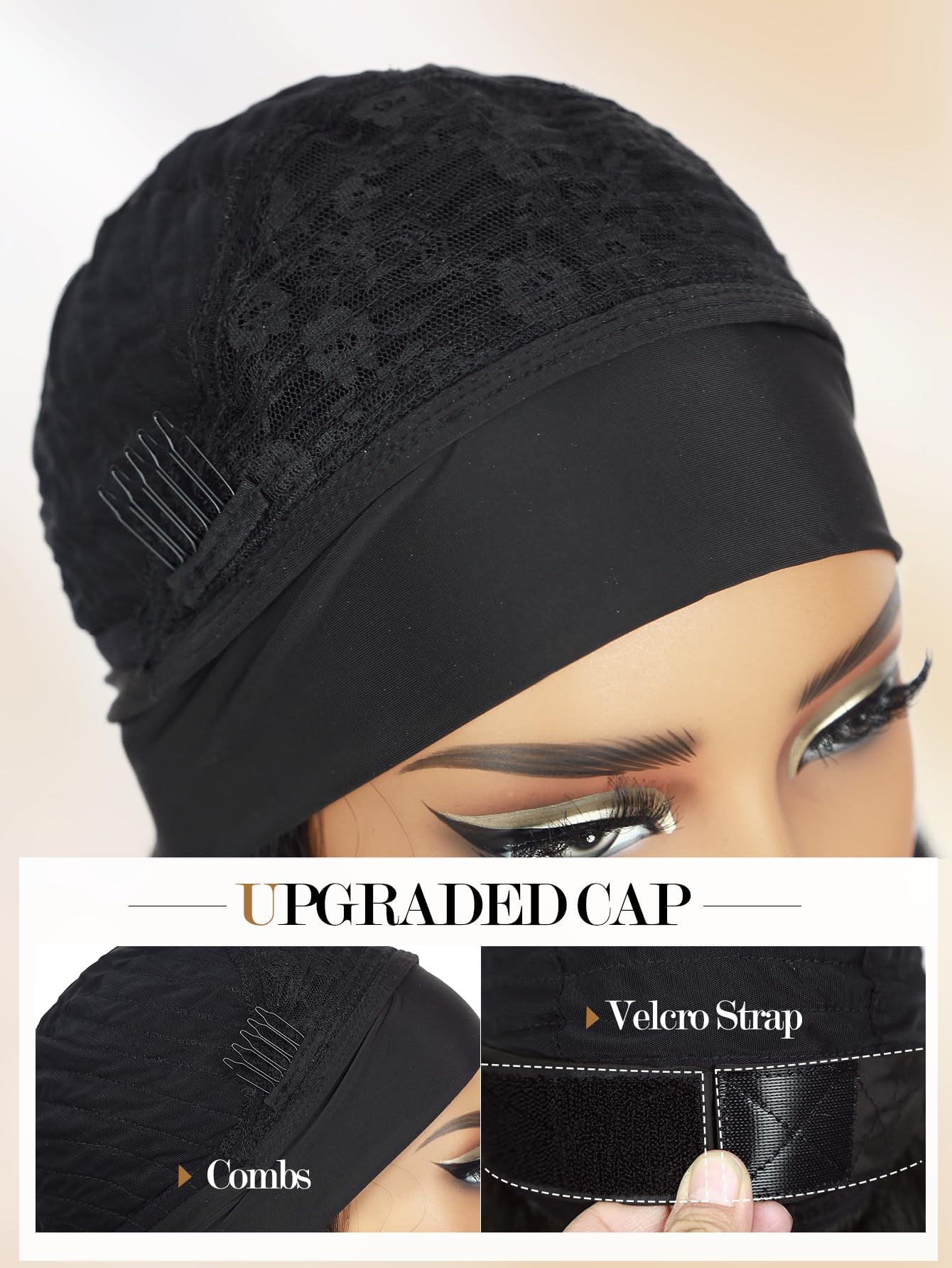 Yaki Wavy Headband Wigs for Black Women 26 Inch Black Kinky Straight Wear and Go Wig with Curly Wavy Ends Synthetic Glueless Half Wig with Headbands Attached Blow Out Style Natural Hair Texture