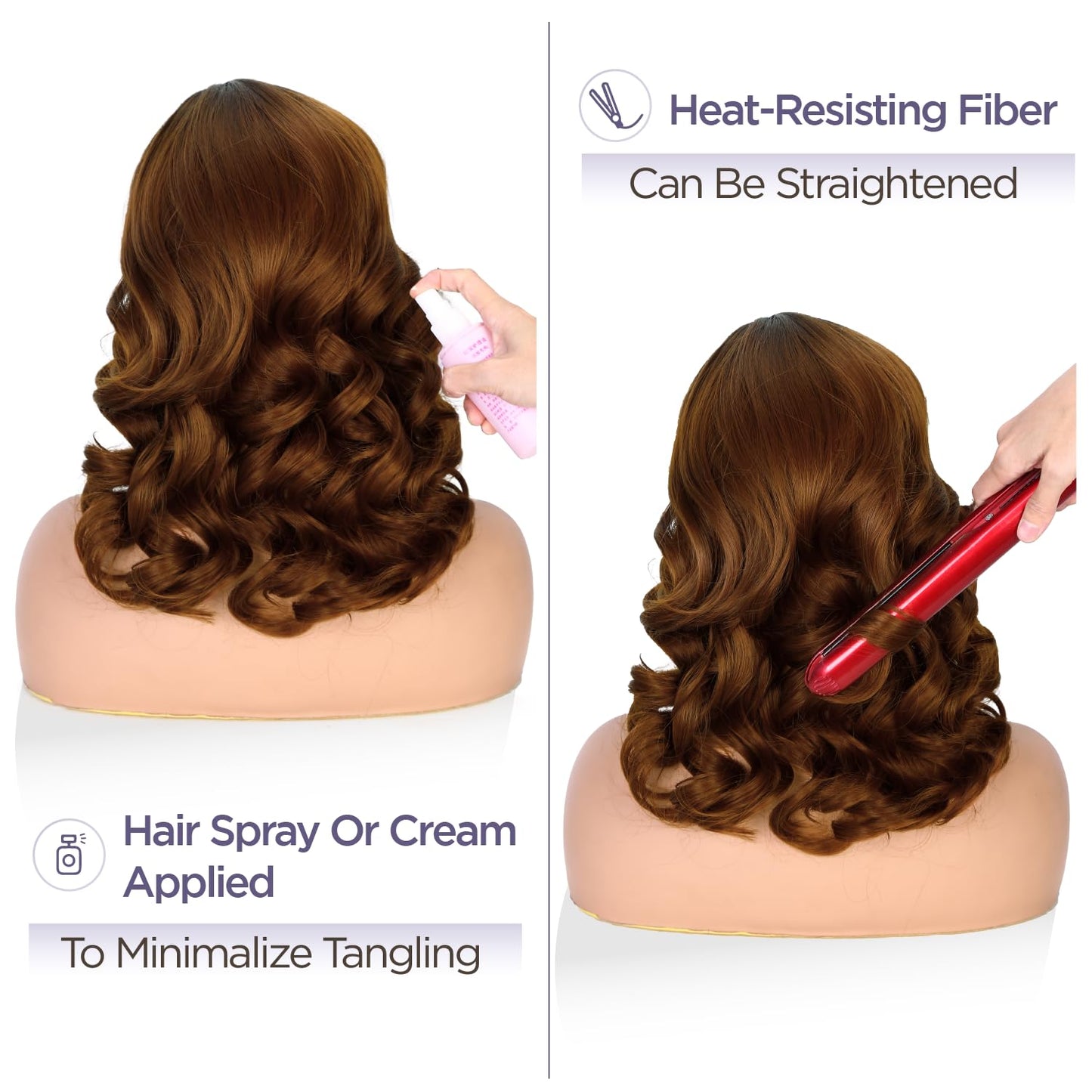 WIGER Short Wavy Wigs for Women Black Loose Wave Bob Hair Wig 14 Inch Side Part Big Curly Glueless Lace Part Hair Synthetic Curly Wig for Daily or Party