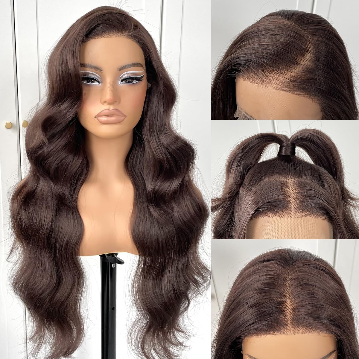 13x6 Skunk Stripe Wig Glueless Lace Front Wigs Pre Plucked Synthetic Body Wave blonde wig Wear and Go lace front wig for black women