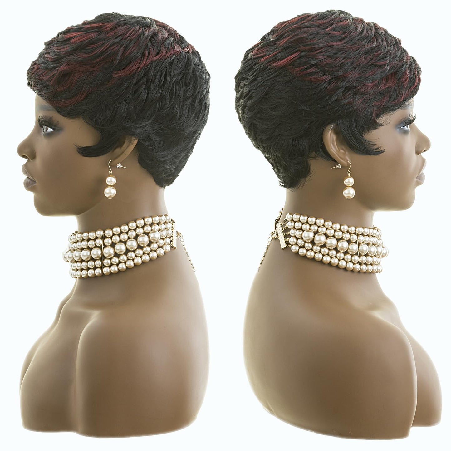 Pixie Cut Wig Short wigs. Natural Wavy Synthetic Hair Wigs Pixie Cut Wig with Bangs Short Curly Layered Pixie Wig for Women
