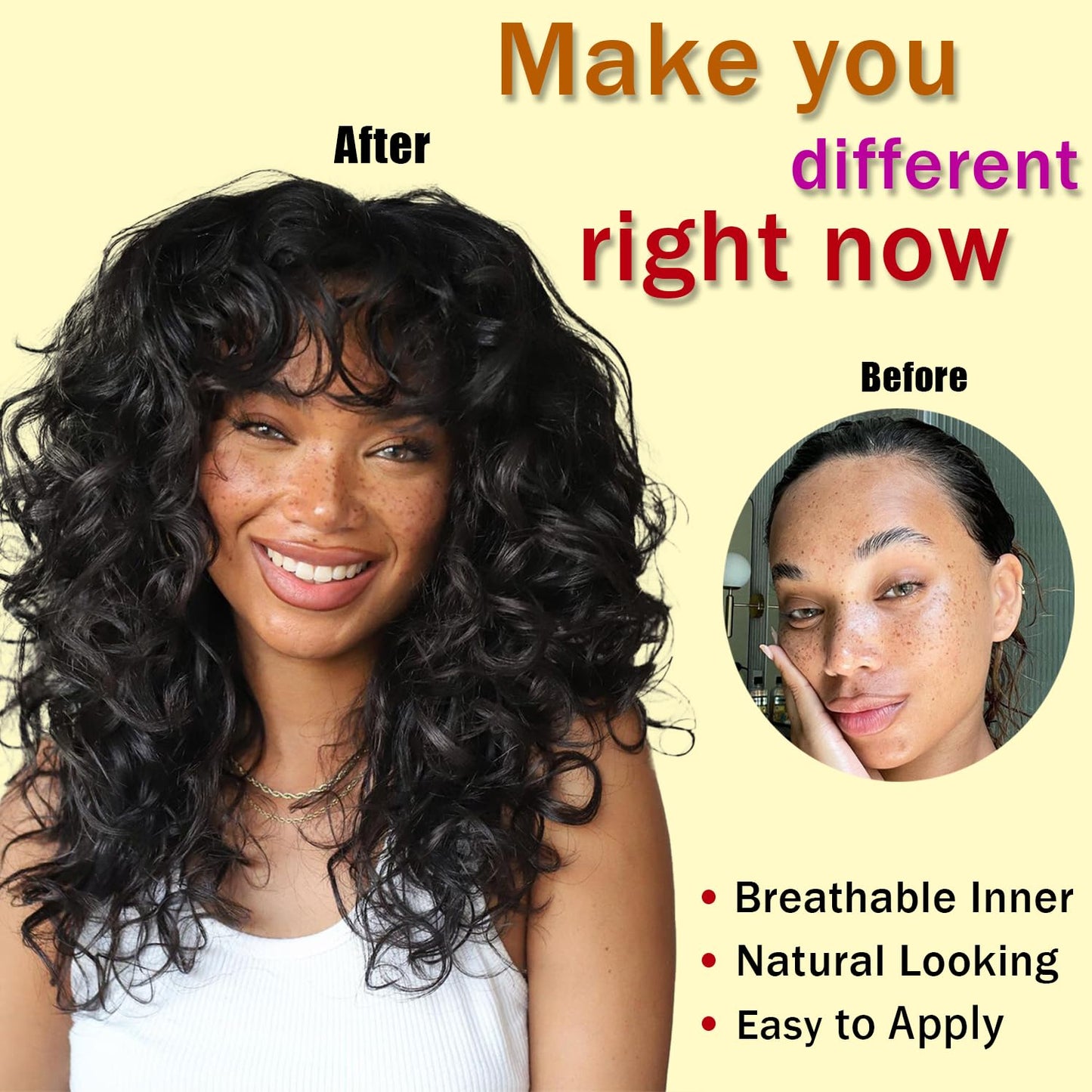 GKtineke-Curly-Wig Big-Curly-Wigs-for-White-Black-Women 20 Inch- Long-Curly-Wig-with-Bangs Synthetic-Hair-Replacement-Wigs-for- Cosplay and Daily(Ombre Ginger… (Brown)