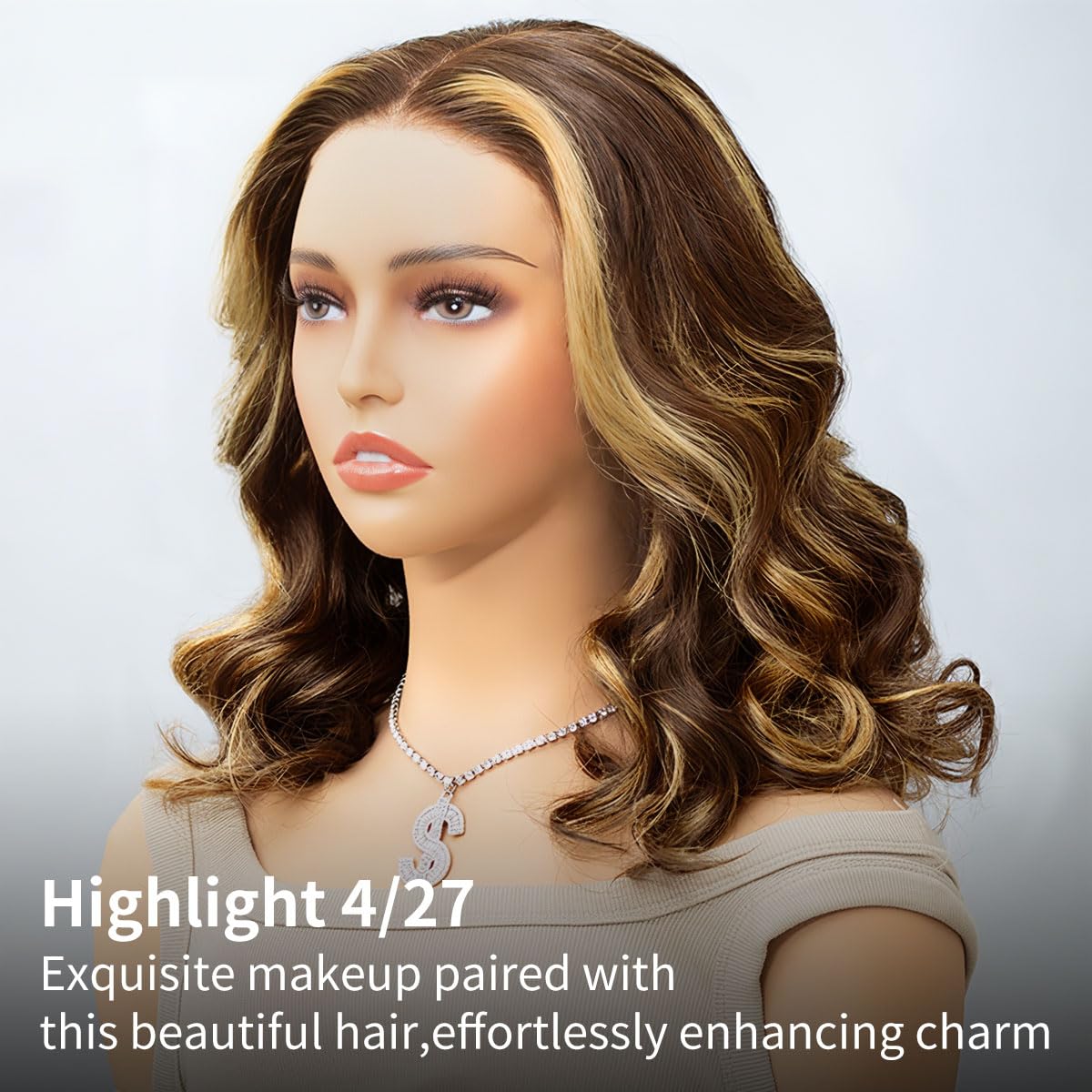 Tinashe 12Inch Wear and Go Glueless Bob Wig Human Hair Highlight Bob Wig Human Hair Honey Blonde 5x6 Body Wave Wigs for Beginners Glueless Short Bob Wig(12inch,P4/27 Loose Body Bob Wig)
