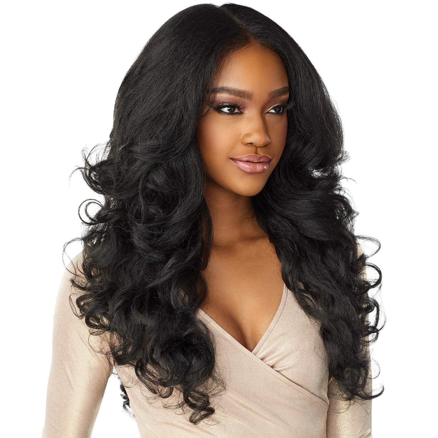 Sensationnel What Lace 13X6 Wigs - Latisha Lacefrontal Hand Tied Glueless Synthetic With Natural Density Preplucked Hairline (Off Black 1B)