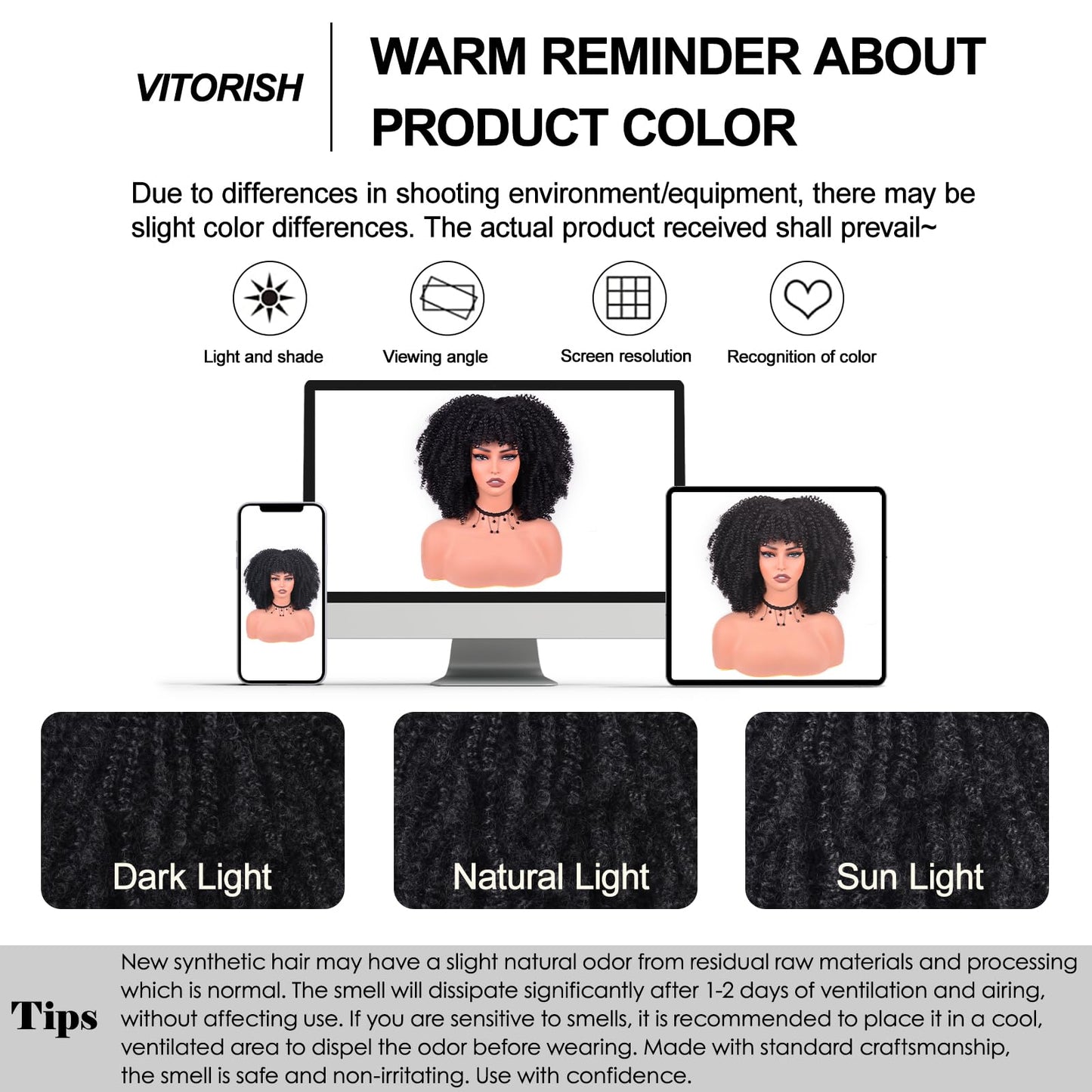 Afro Curly Wig with Bangs 12 Inches Synthetic Afro Wig for Women about 280g/Pcs Heat Resistant Black Short Kinky Curly Wigs for Daily Party