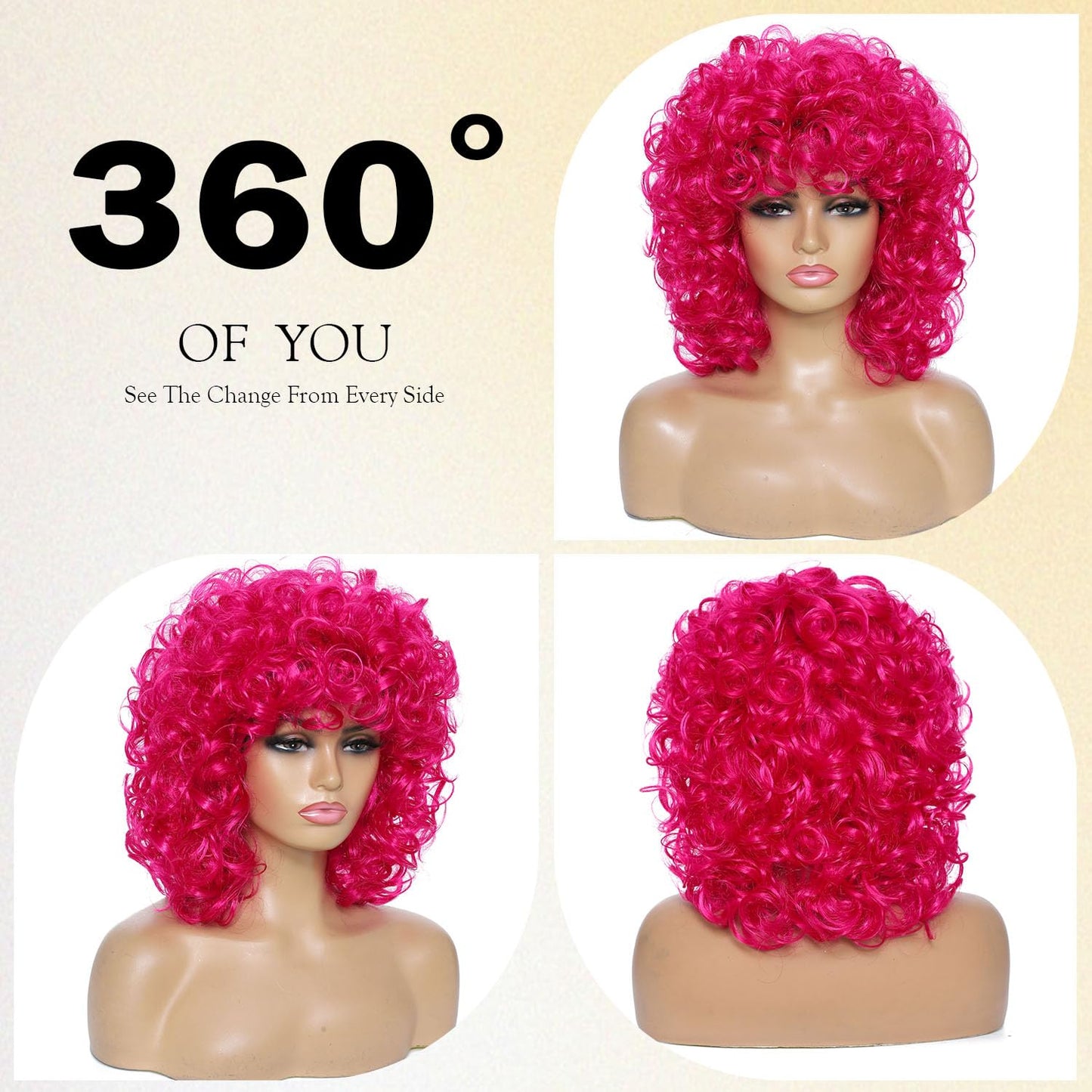Curly Wigs for Black Women Soft Honey Blonde Short Curly Wig with Bangs Afro Loose Curls Wig for African American Women (1B/30)