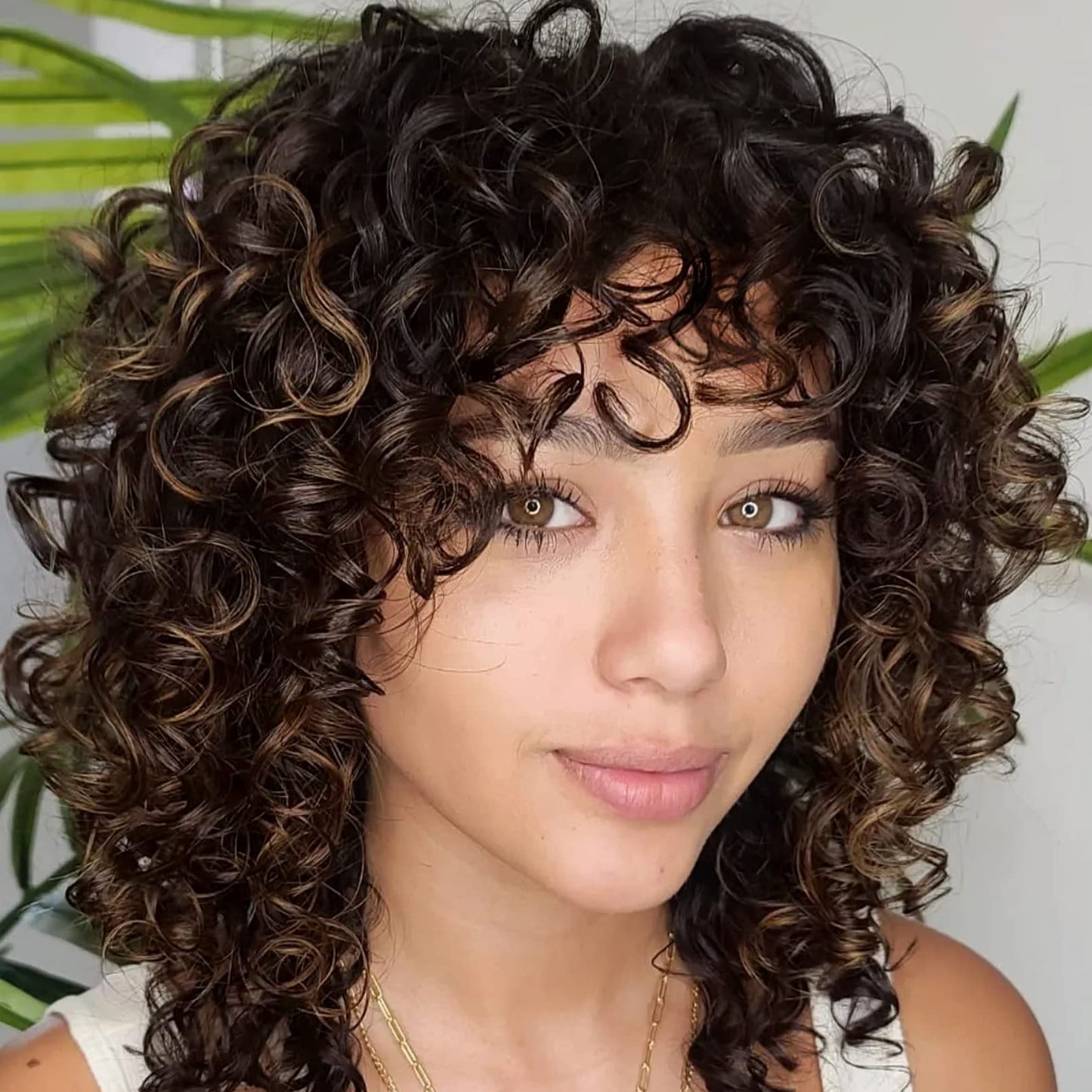 LONAI Curly Wig with Bangs for Black Women Long Black Kinky Wigs with Wispy Bangs WIG006 Curly Gorgeous Fringe Synthetic Wig for Daily Use Party Cosplay-Black