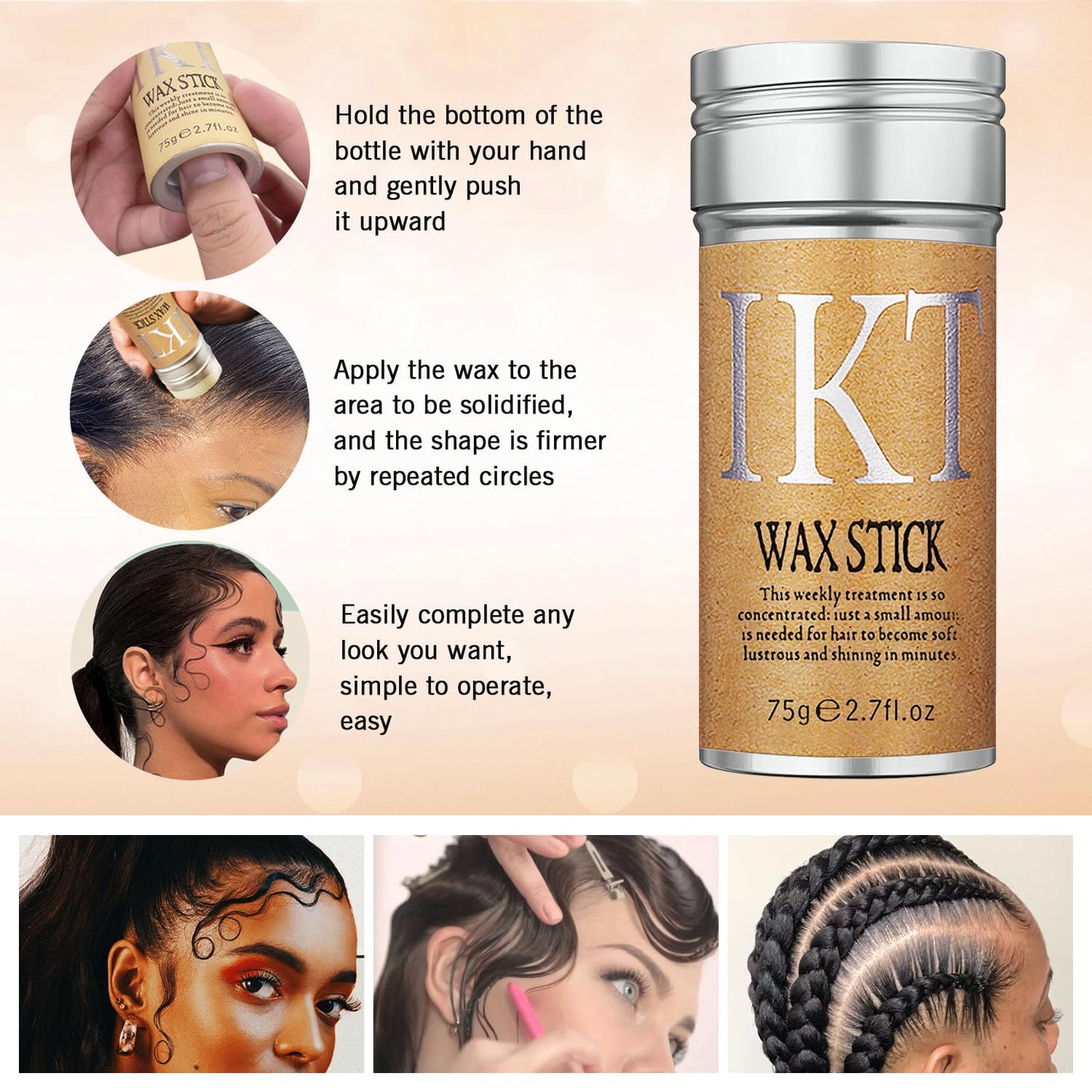 Wig Kit for Lace Front Wigs, Hair Wax Stick Lace Band for Wigs, Wig Caps, Edge Brush, Comb, Suitable for Wig Kit - 9 PCS