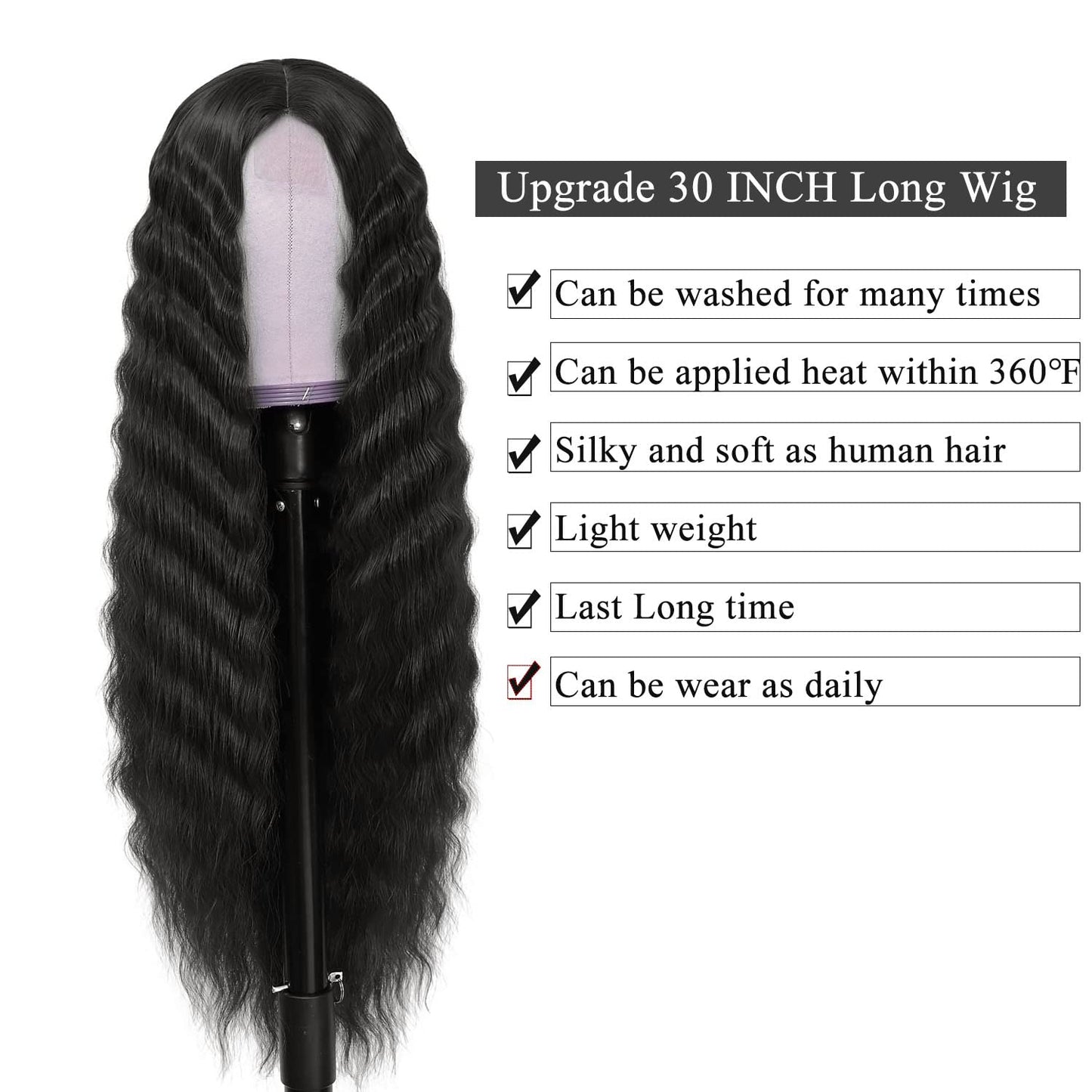 Long Synthetic Curly Lace Front Wig with 9 piece  Lace Front Wig Kit.