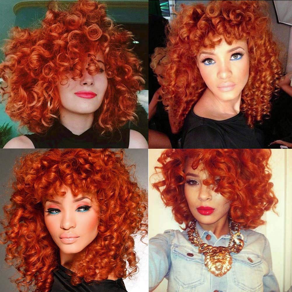AIDUSA Short Loose Curly Wigs for Black Women Afro Wig for Black Women Curly Wig for Women Synthetic Wigs for Women Fluffy Natural Soft Hair (#1B Natural Black)