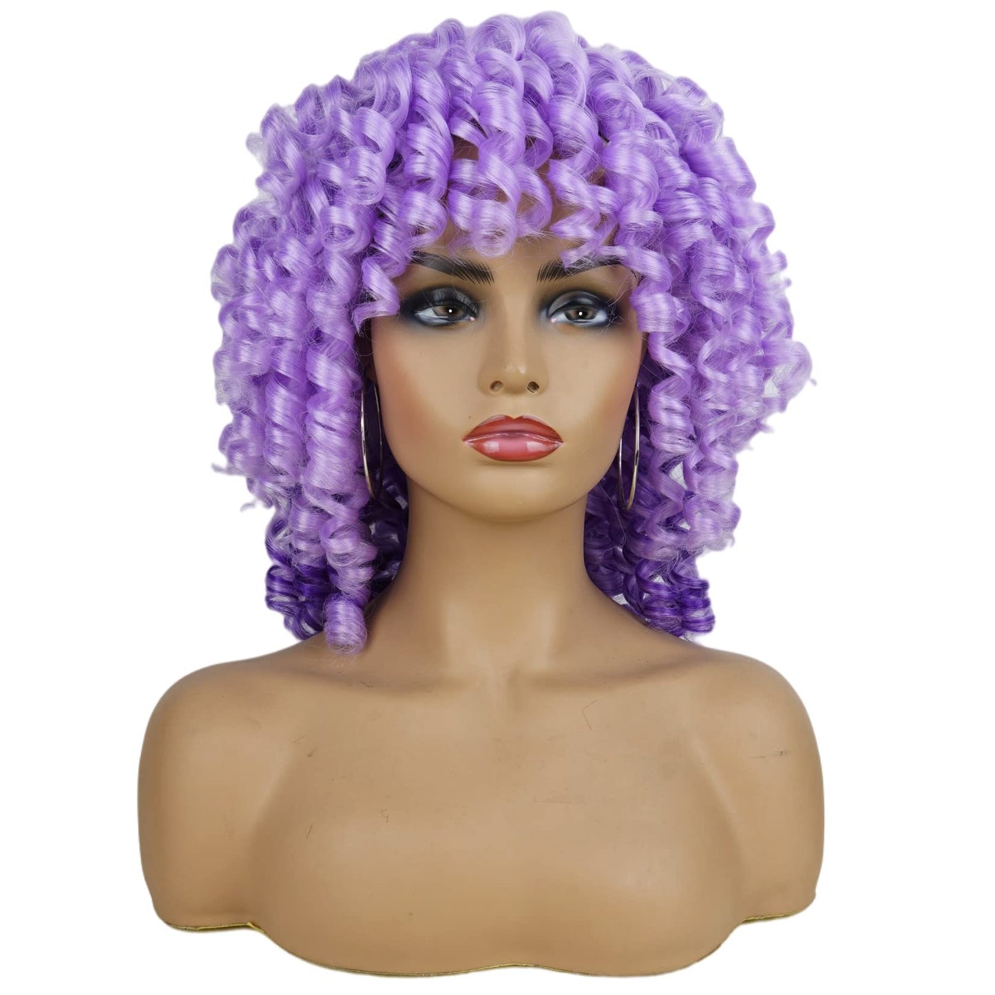 Andromeda Gray Short Curly Wig for Black Women, 14-Inch, Synthetic Fiber, Adjustable Cap, Heat Resistant