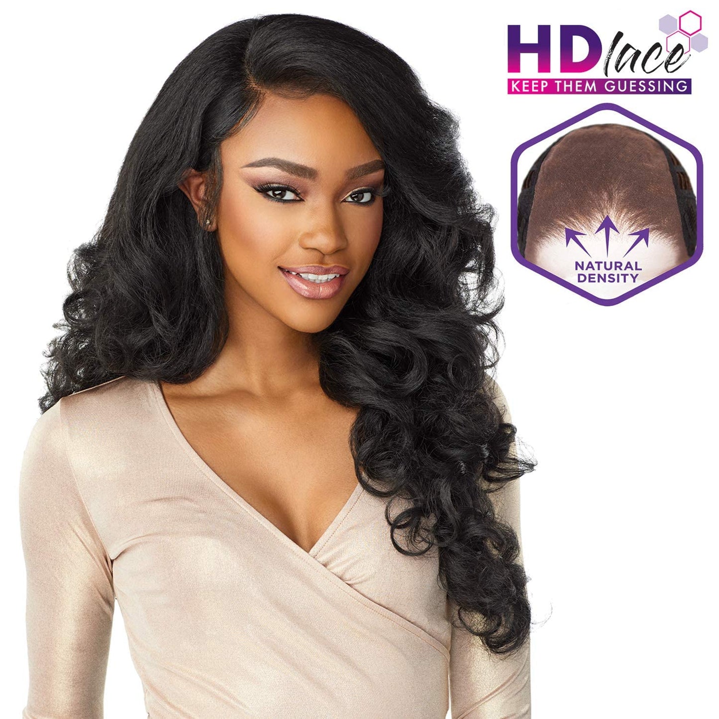 Sensationnel What Lace 13X6 Wigs - Latisha Lacefrontal Hand Tied Glueless Synthetic With Natural Density Preplucked Hairline (Off Black 1B)