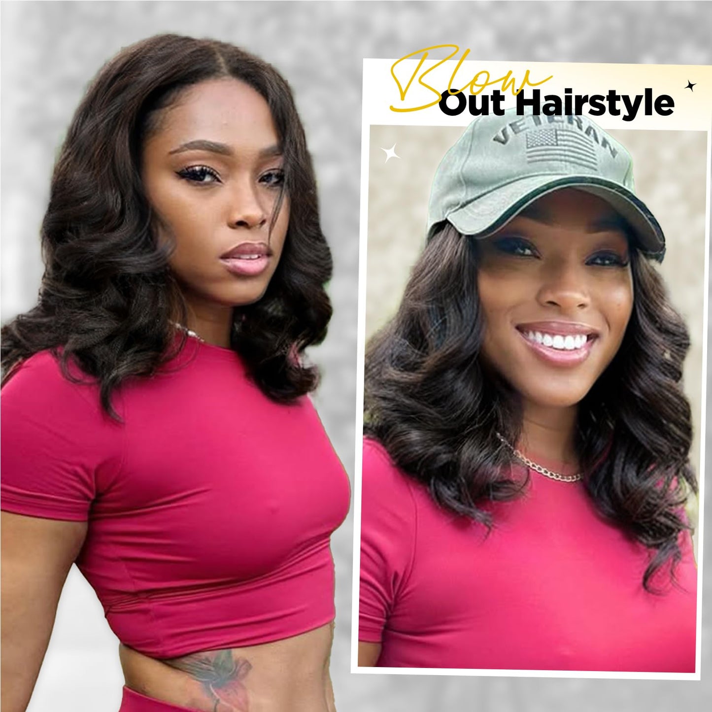 WIGER Short Wavy Wigs for Women Black Loose Wave Bob Hair Wig 14 Inch Side Part Big Curly Glueless Lace Part Hair Synthetic Curly Wig for Daily or Party