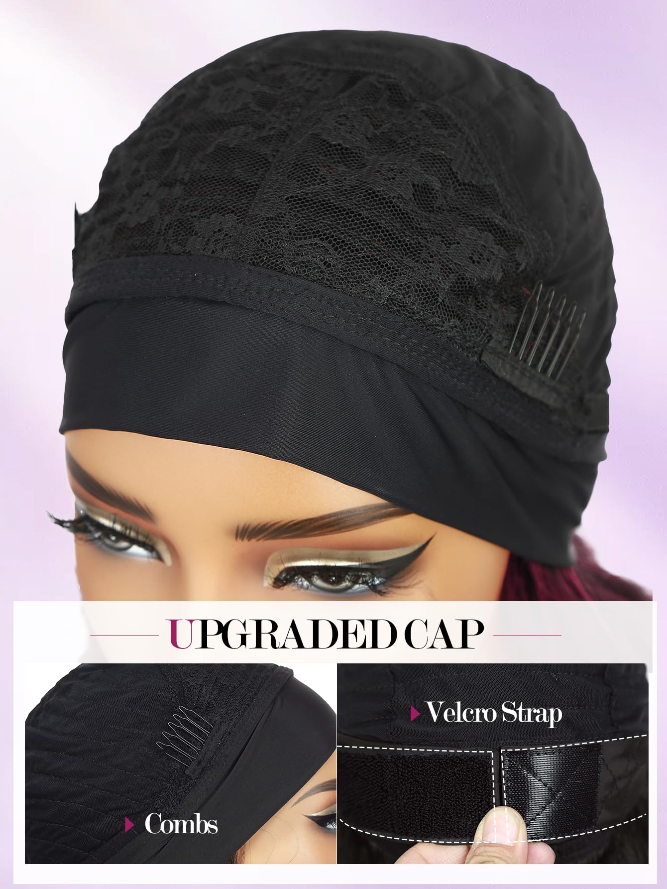 Yaki Wavy Headband Wigs for Black Women 26 Inch Black Kinky Straight Wear and Go Wig with Curly Wavy Ends Synthetic Glueless Half Wig with Headbands Attached Blow Out Style Natural Hair Texture