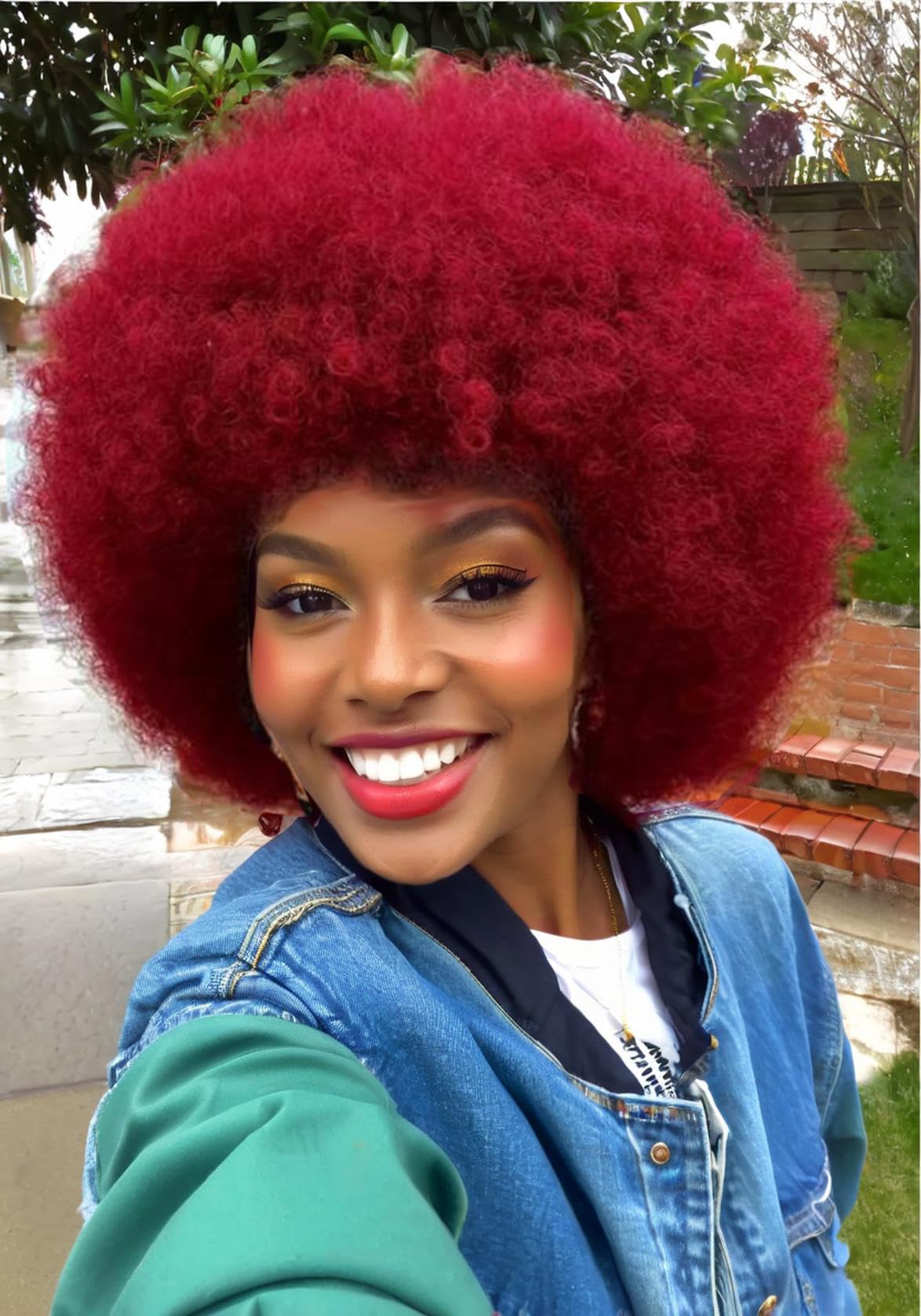 Curly Wigs for Black Women Soft Honey Blonde Short Curly Wig with Bangs Afro Loose Curls Wig for African American Women (1B/30)