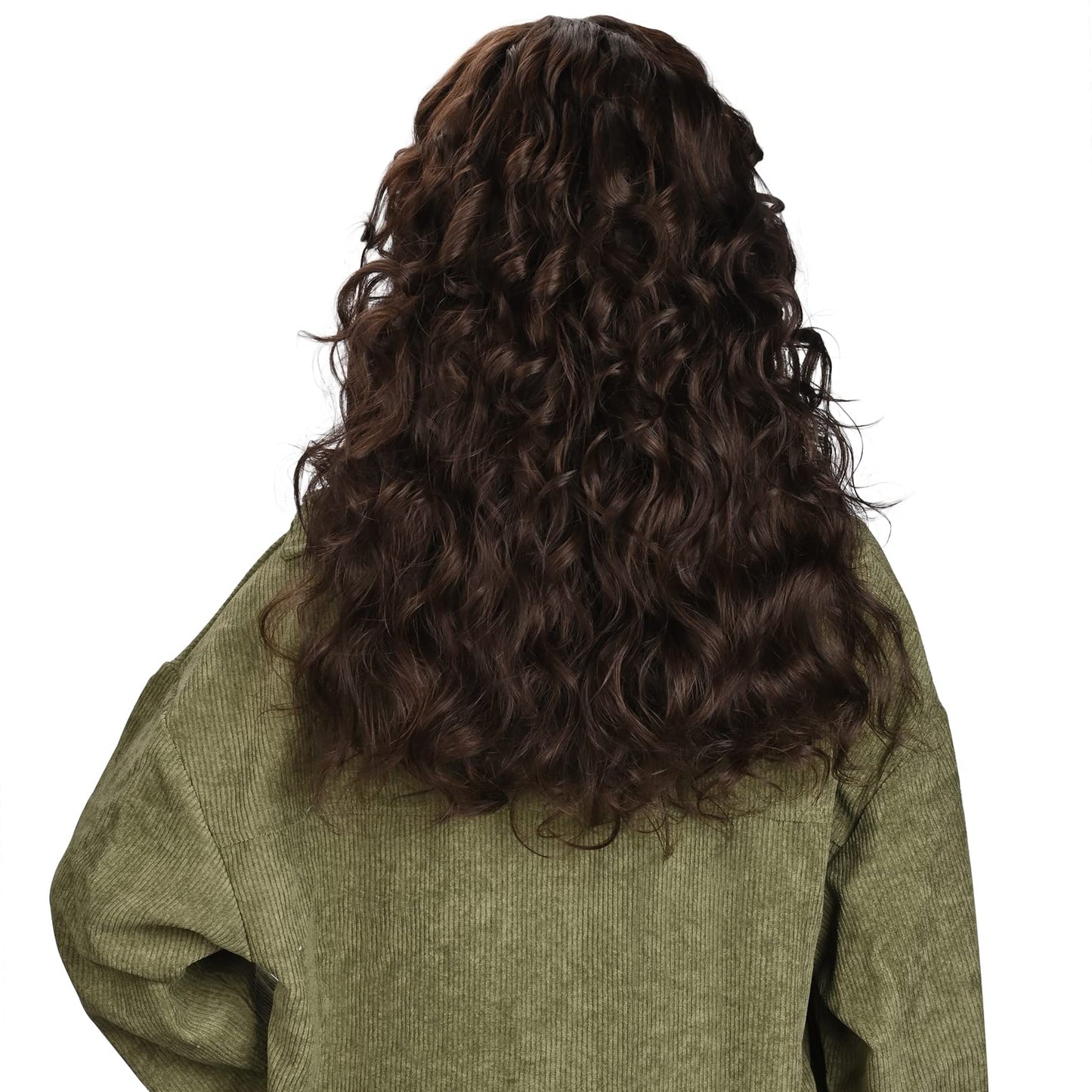 LONAI Curly Wig with Bangs for Black Women Long Black Kinky Wigs with Wispy Bangs WIG006 Curly Gorgeous Fringe Synthetic Wig for Daily Use Party Cosplay-Black