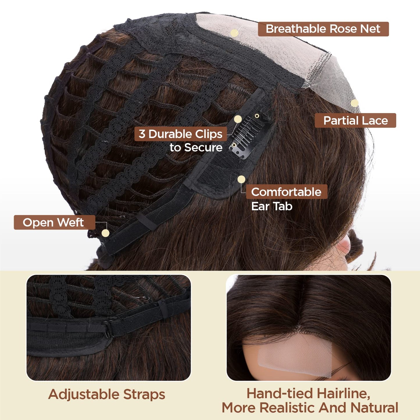 WIGER Short Wavy Wigs for Women Black Loose Wave Bob Hair Wig 14 Inch Side Part Big Curly Glueless Lace Part Hair Synthetic Curly Wig for Daily or Party