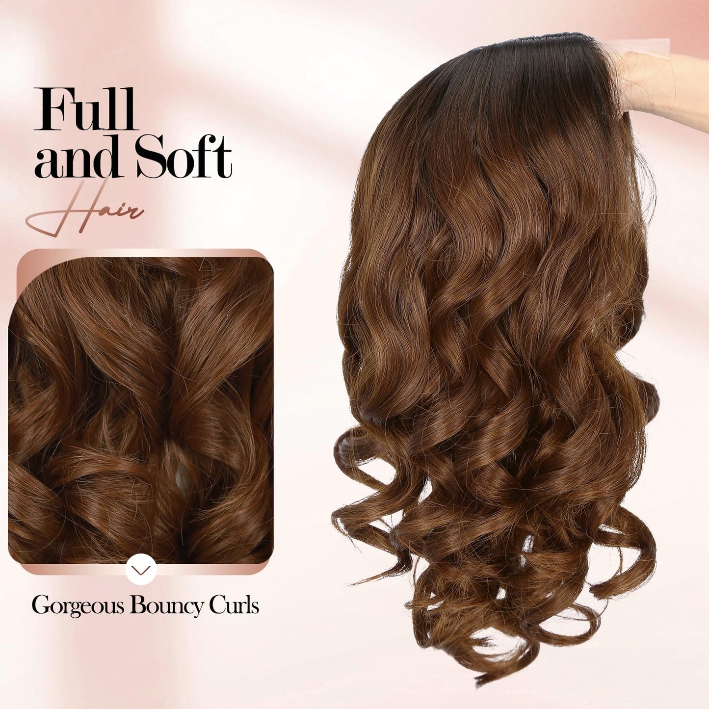 WIGER Short Wavy Wigs for Women Black Loose Wave Bob Hair Wig 14 Inch Side Part Big Curly Glueless Lace Part Hair Synthetic Curly Wig for Daily or Party