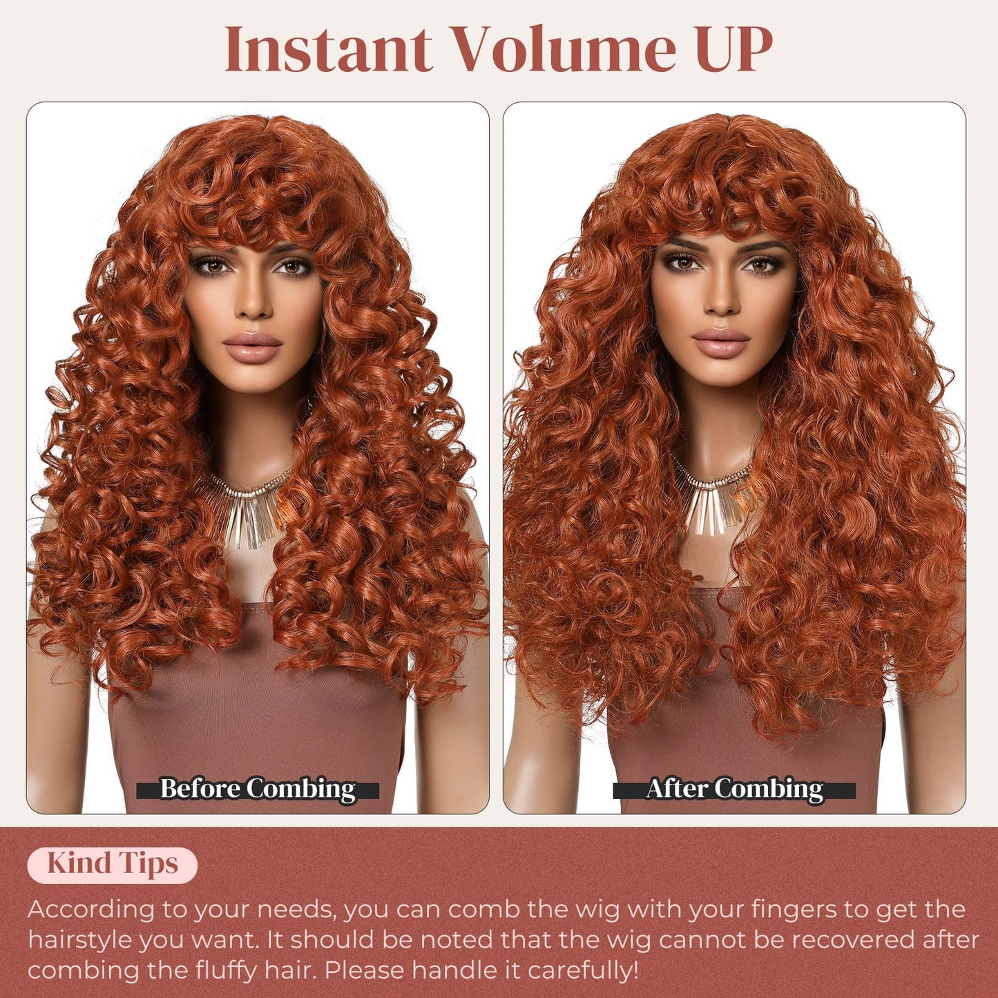 LONAI Curly Wig with Bangs for Black Women Long Black Kinky Wigs with Wispy Bangs WIG006 Curly Gorgeous Fringe Synthetic Wig for Daily Use Party Cosplay-Black