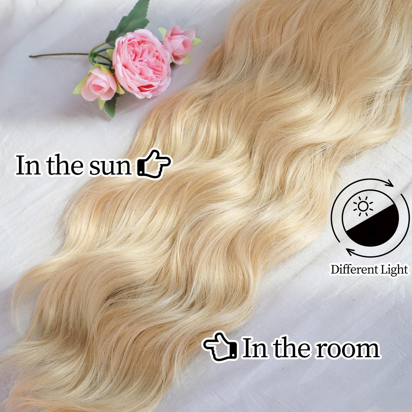 Blonde Wig with Bangs Dirty Blonde Wig for Women Long Wavy Curly Heat Resistant Fiber Synthetic for Daily Party Use (20inch)
