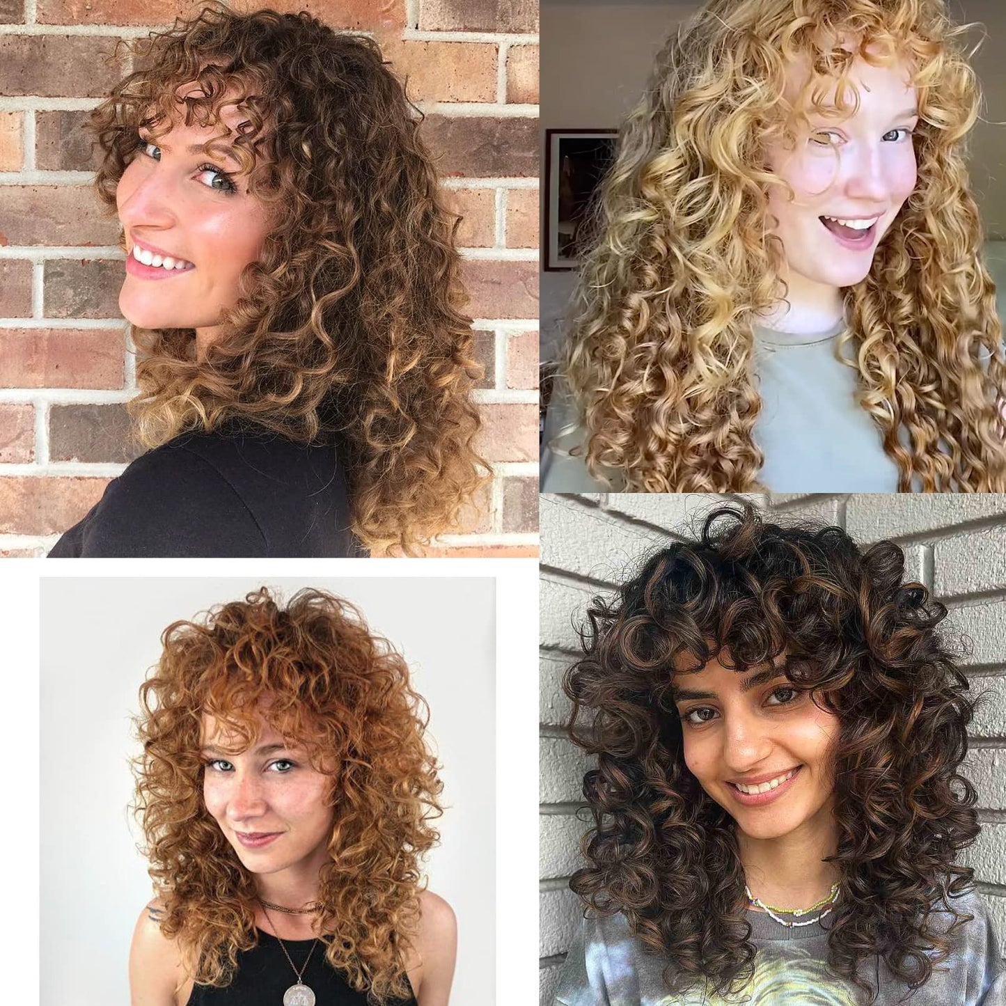 LONAI Curly Wig with Bangs for Black Women Long Black Kinky Wigs with Wispy Bangs WIG006 Curly Gorgeous Fringe Synthetic Wig for Daily Use Party Cosplay-Black
