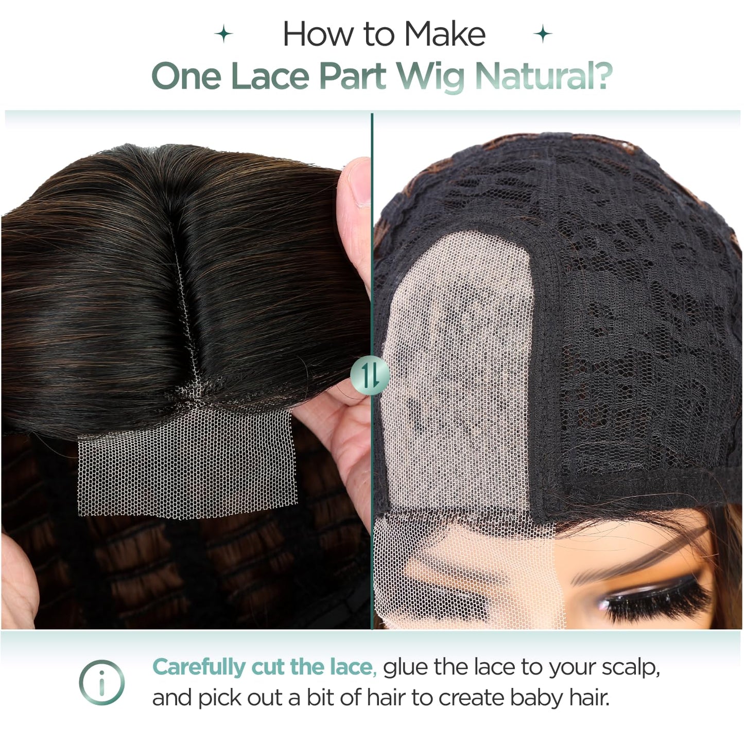 WIGER Short Wavy Wigs for Women Black Loose Wave Bob Hair Wig 14 Inch Side Part Big Curly Glueless Lace Part Hair Synthetic Curly Wig for Daily or Party